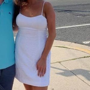 Lilly Pullitzer eyelet mini dress worn once white neutral dress summer dress euc